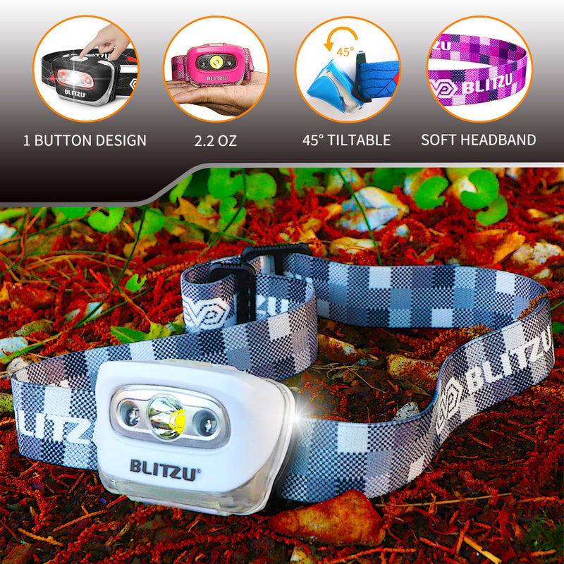 BLITZU Led Headlamp Flashlight for Adults and Kids. Super Bright Outdoor Headlight Headlamps. Head Lamp with Red Safety Light Great for Running, Camping, Reading, Hiking at Night Time CAMO - Image 5